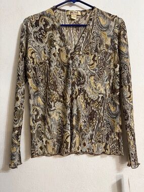 Pleat Pleat by RAFAEL Paisley Button-Front Long-Sleeve Top Size S